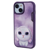 iPhone 15 Hybrid Back Case w. Animal Motif & Embroidery - Rabbit