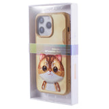 iPhone 15 Pro Hybrid Case w. Animal Motif & Embroidery - Orange Cat