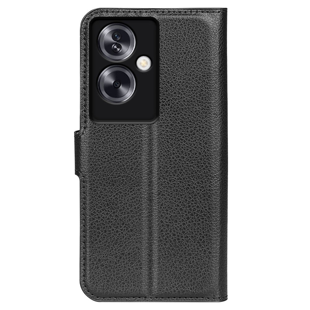 EIDERWOOD Oppo A79 (5G) Litchi Leather Case with Wallet & Stand Function - Black