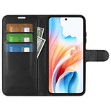 EIDERWOOD Oppo A79 (5G) Litchi Leather Case with Wallet & Stand Function - Black