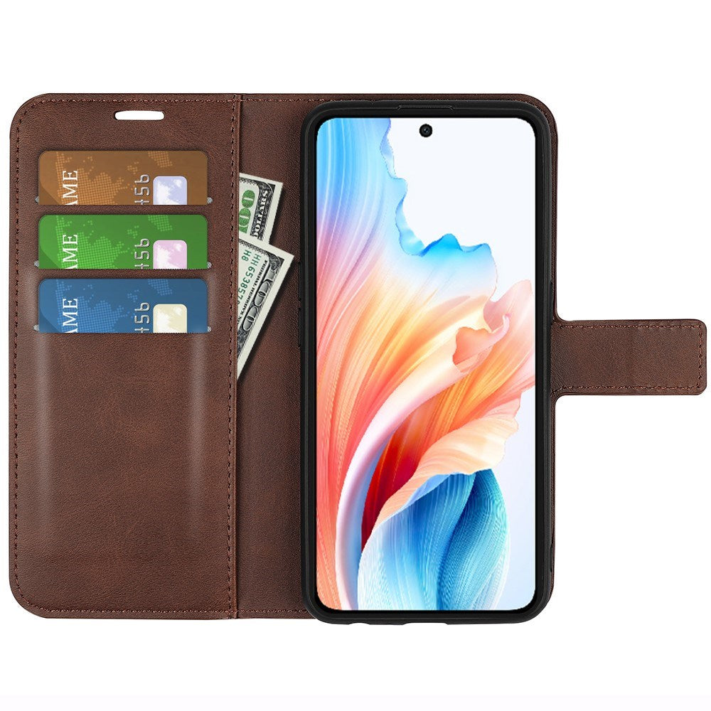 EIDERWOOD Oppo A79 (5G) / A2 (5G) Leather Flip Case w. Lommebok  & Stand Function - Mørkebrun