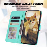 iPhone 15 Pro Flip Case with Strap / Standing function / Card Holder - Orange / Blue (Cats)