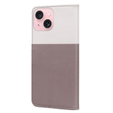 iPhone 15 Flip Case with Strap / Standing function / Card Holder - White / Brown (Cats)