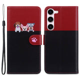 Samsung Galaxy S24 Flip Case with Strap / Standing function / Card Holder - Red / Black (Cats)