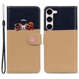 Samsung Galaxy S24+ (Plus) Flip Case with Strap / Standing function / Card Holder - Brown / Blue (Cats)