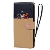 Samsung Galaxy S24+ (Plus) Flip Case with Strap / Standing function / Card Holder - Brown / Blue (Cats)