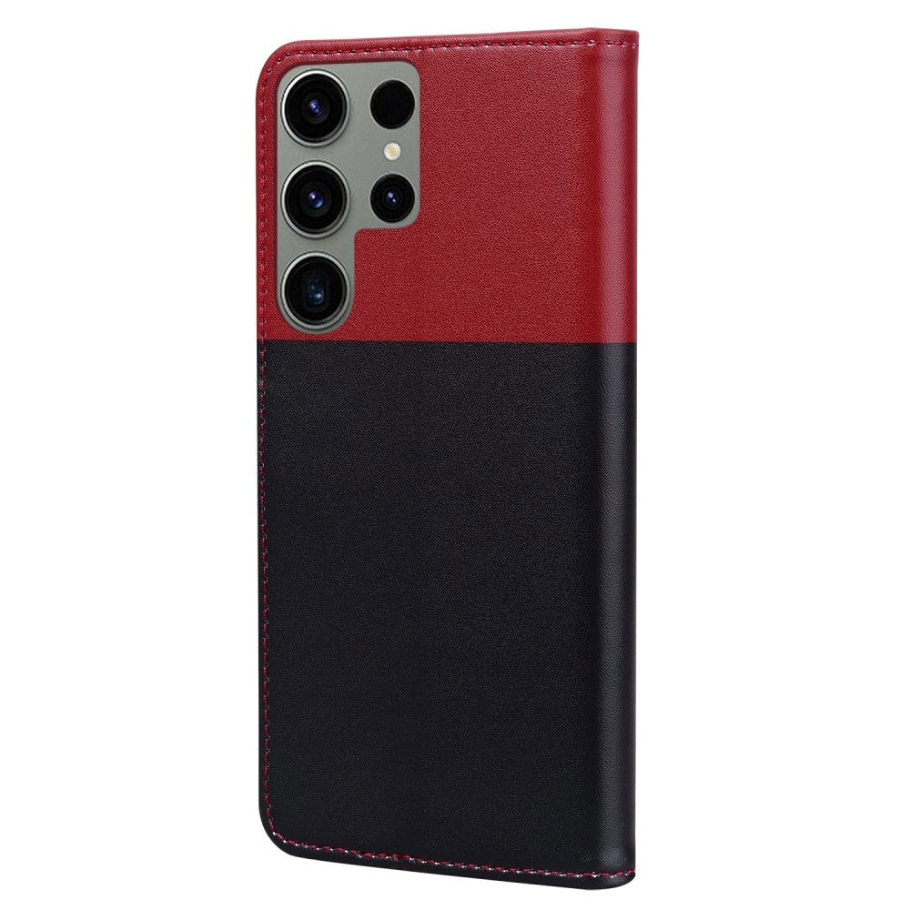 Samsung Galaxy S24 Ultra Flip Case with Strap / Standing function / Card Holder - Red / Black (Cats)