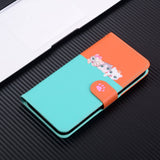 Samsung Galaxy A54 (5G) Flip Case with Strap / Standing function / Card Holder - Orange / Blue (Cats)