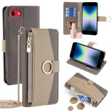 iPhone SE (2022 / 2020) / 8 / 7 Leather 2-in-1 Flip Case w. Wallet & Crossbody Bag Function - Brown