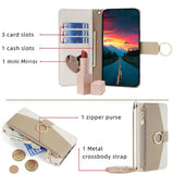 iPhone SE (2022 / 2020) / 8 / 7 Leather 2-in-1 Flip Case w. Wallet & Crossbody Bag Function - Creme