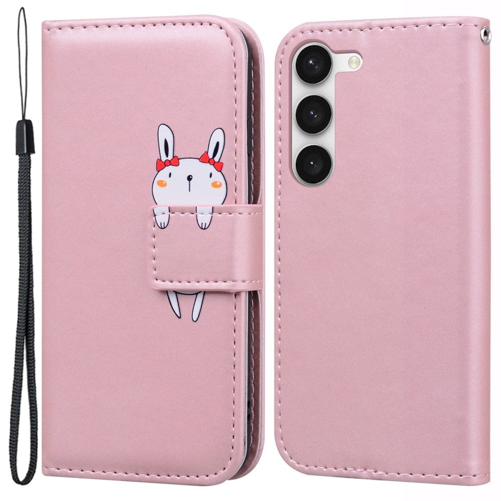 Samsung Galaxy S24+ (Plus) Flip Case with Strap / Standing function / Card Holder - Pink (Rabbit)