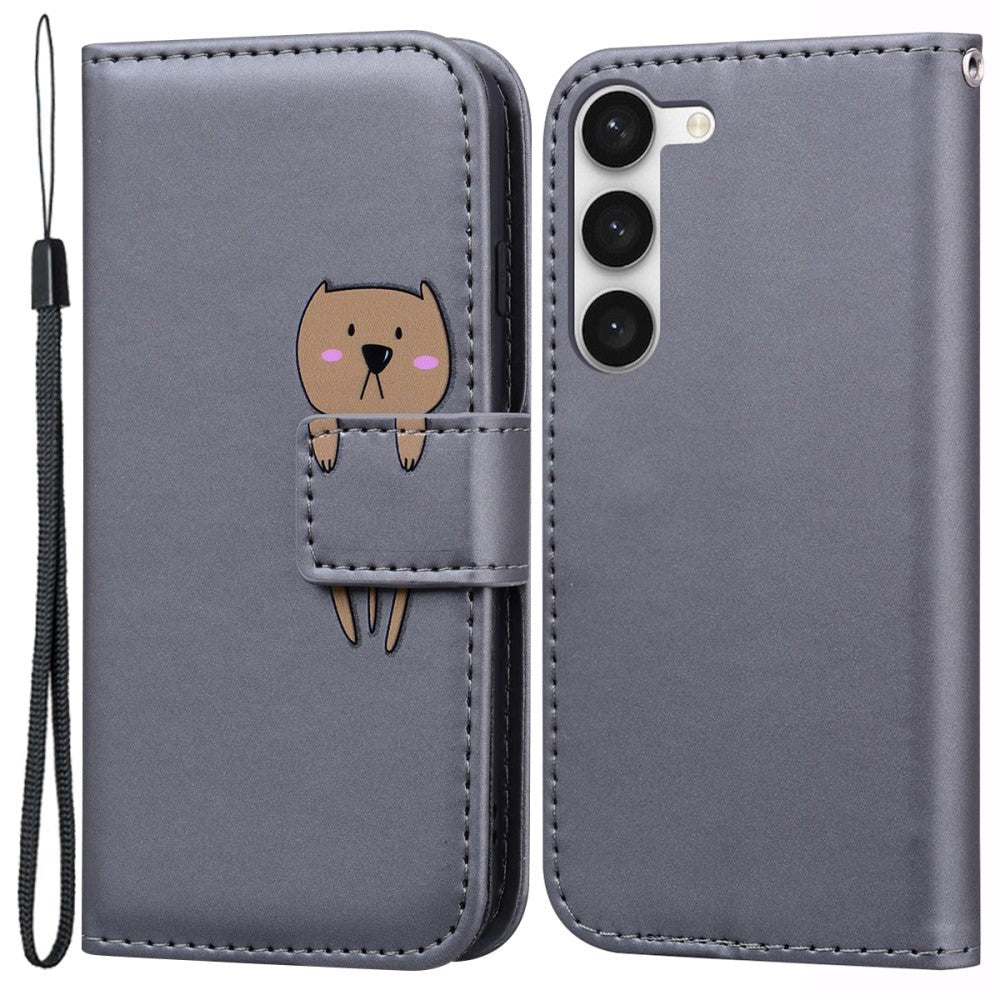 Samsung Galaxy S24+ (Plus) Flip Case with Strap / Standing function / Card Holder - Grey (Dog)