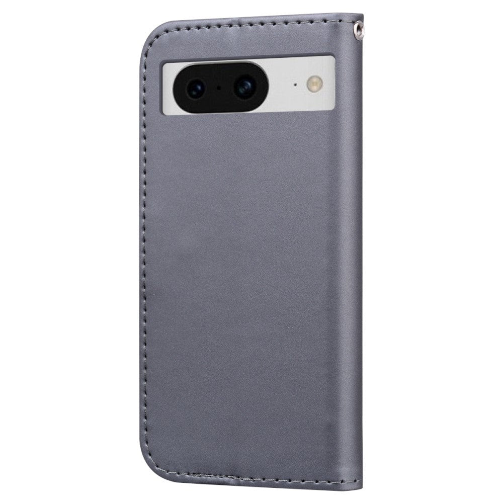 Google Pixel 8 Flip Case with Strap / Standing function / Card Holder - Gray (Dog)