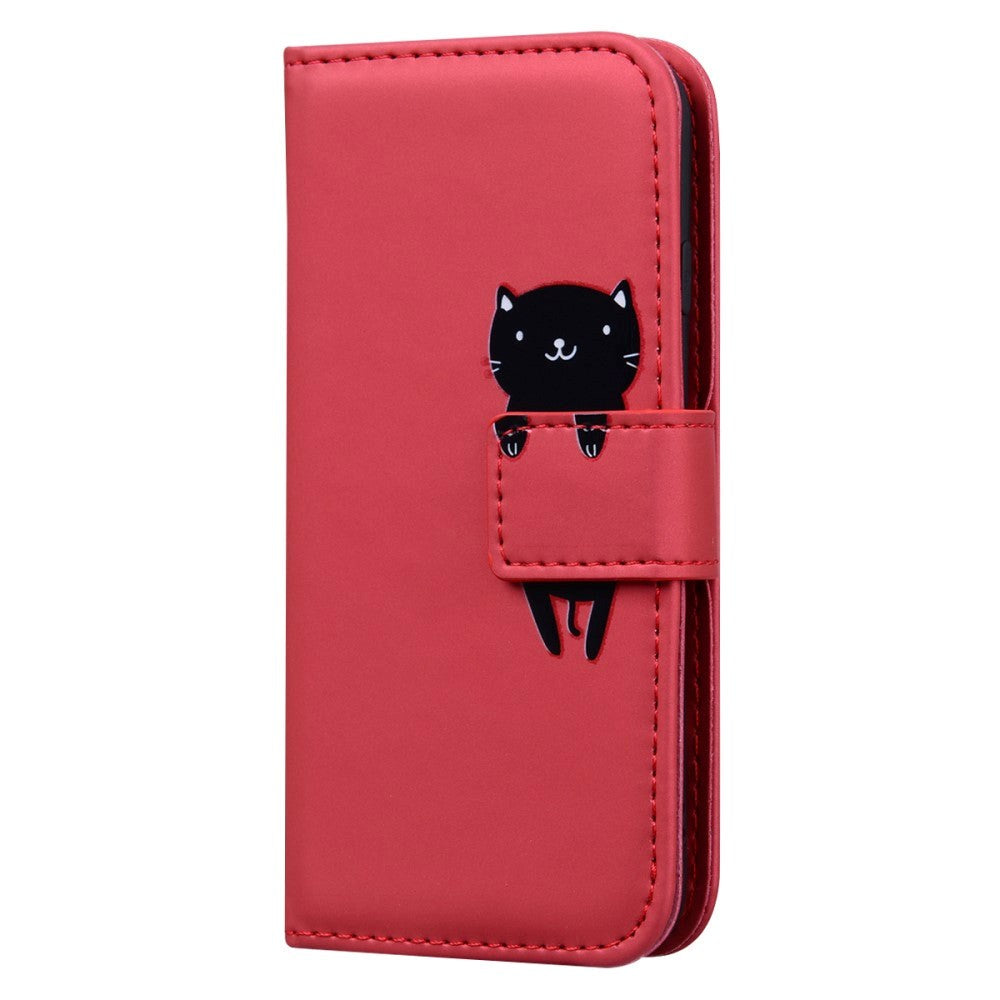 Google Pixel 8 Flip Case with Strap / Standing function / Card Holder - Red (Cat)