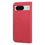 Google Pixel 8 Flip Case with Strap / Standing function / Card Holder - Red (Cat)