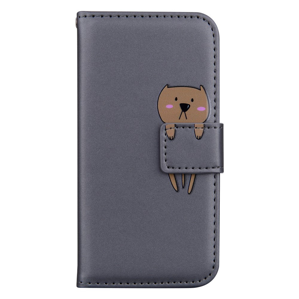 Samsung Galaxy S24 Ultra Flip Case with Strap / Standing function / Card Holder - Grey (Dog)