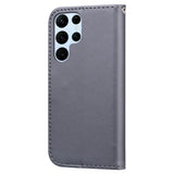 Samsung Galaxy S24 Ultra Flip Case with Strap / Standing function / Card Holder - Grey (Dog)