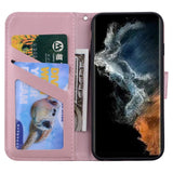 Samsung Galaxy S24 Ultra Flip Case with Strap / Standing function / Card Holder - Pink (Rabbit)