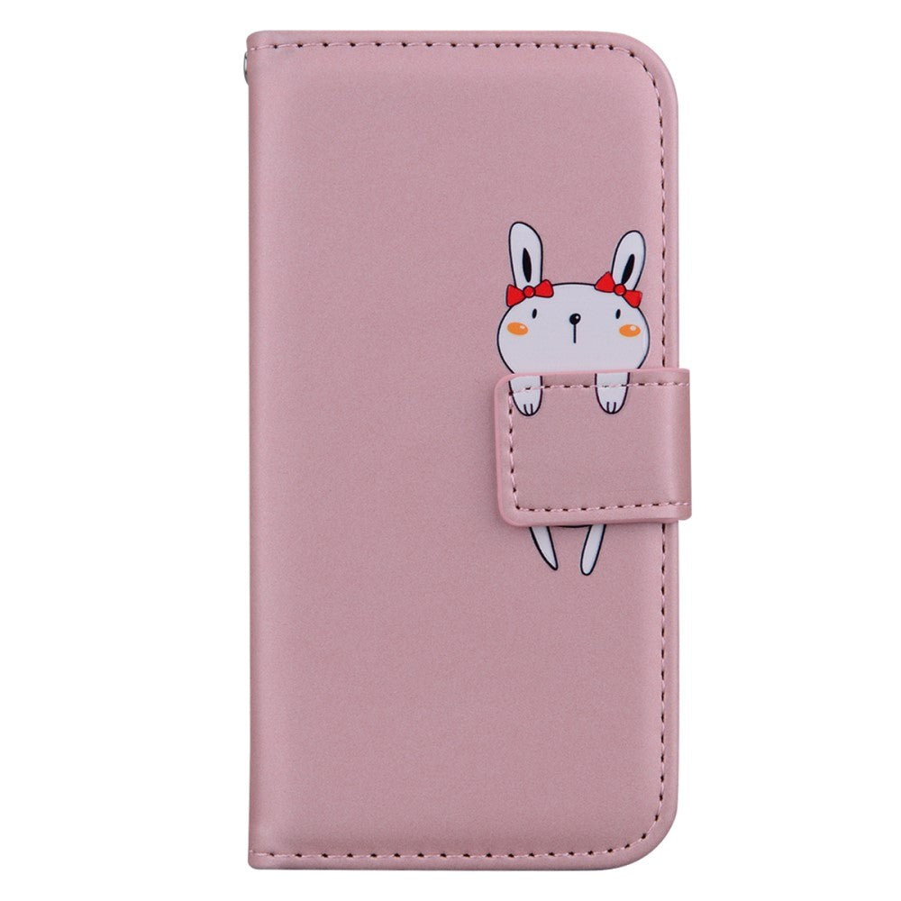 Samsung Galaxy S24 Ultra Flip Case with Strap / Standing function / Card Holder - Pink (Rabbit)