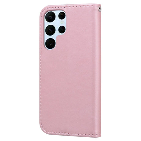 Samsung Galaxy S24 Ultra Flip Case with Strap / Standing function / Card Holder - Pink (Rabbit)