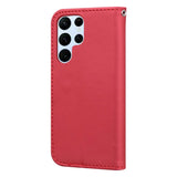 Samsung Galaxy S24 Ultra Flip Case with Strap / Standing function / Card Holder - Red (Cat)