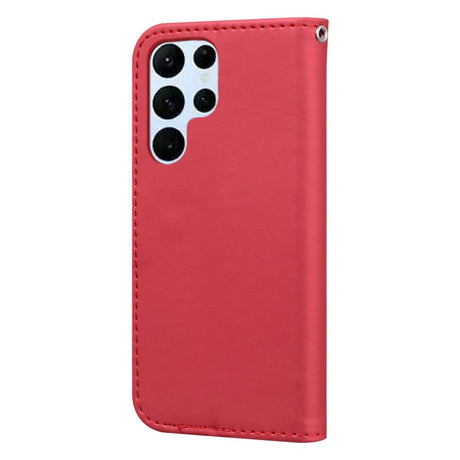 Samsung Galaxy S24 Ultra Flip Case with Strap / Standing function / Card Holder - Red (Cat)