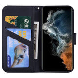 Samsung Galaxy S24 Ultra Flip Case with Strap / Standing function / Card Holder - Black (Panda)