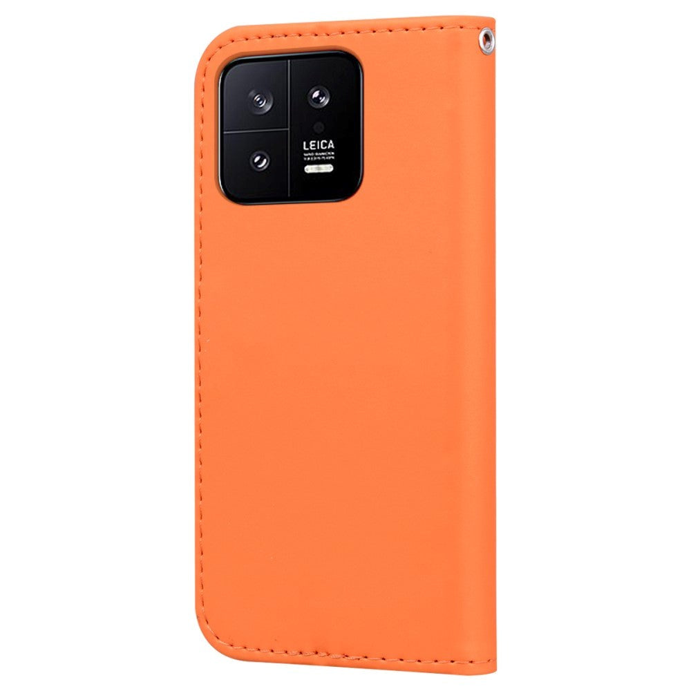 Xiaomi 13 Flip Case with Strap / Standing function / Card Holder - Orange (Frog)