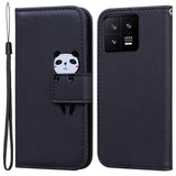 Xiaomi 13 Flip Case with Strap / Standing function / Card Holder - Black (Panda)