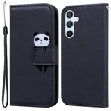 Samsung Galaxy A54 (5G) Flip Case with Strap / Standing function / Card Holder - Black (Panda)