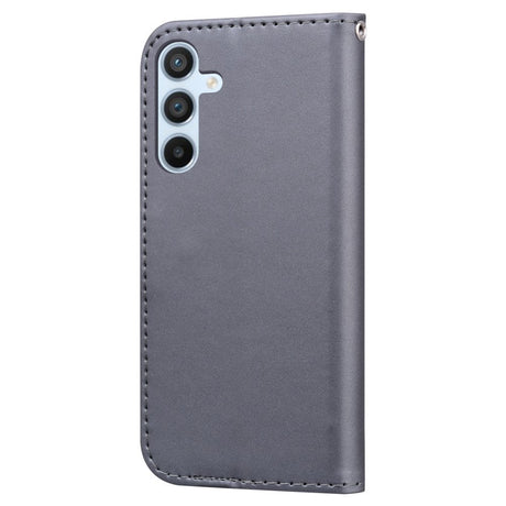 Samsung Galaxy A54 (5G) Flip Case with Strap / Standing function / Card Holder - Gray (Dog)