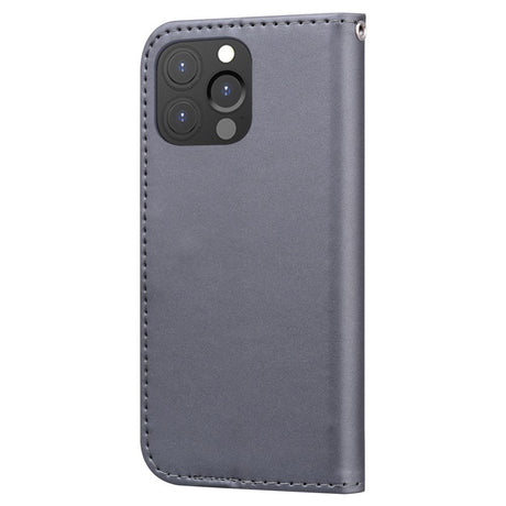 iPhone 13 Pro Flip Case with Strap / Standing function / Card Holder - Gray (Dog)