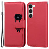 Samsung Galaxy S23 Flip Case with Strap / Standing function / Card Holder - Red (Cat)