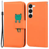 Samsung Galaxy S23 Flip Case with Strap / Standing function / Card Holder - Orange (Frog)