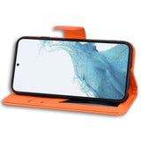 Samsung Galaxy S23 Flip Case with Strap / Standing function / Card Holder - Orange (Frog)