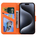 iPhone 15 Pro Flip Case with Strap / Standing function / Card Holder - Orange (Frog)