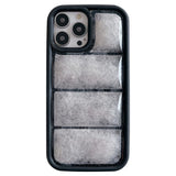 iPhone 15 Pro Flexible Plastic Case w. Down Jacket Texture - Black / White