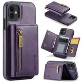 iPhone 11 Leather Covered Plastic Case w. Magnetic Detachable Wallet - Purple