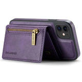 iPhone 11 Leather Covered Plastic Case w. Magnetic Detachable Wallet - Purple