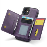 iPhone 11 Leather Covered Plastic Case w. Magnetic Detachable Wallet - Purple