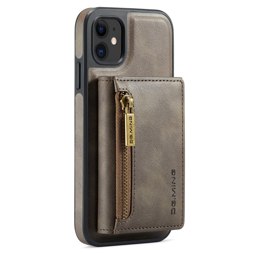 iPhone 11 Leather Covered Plastic Case w. Magnetic Detachable Wallet - Brown