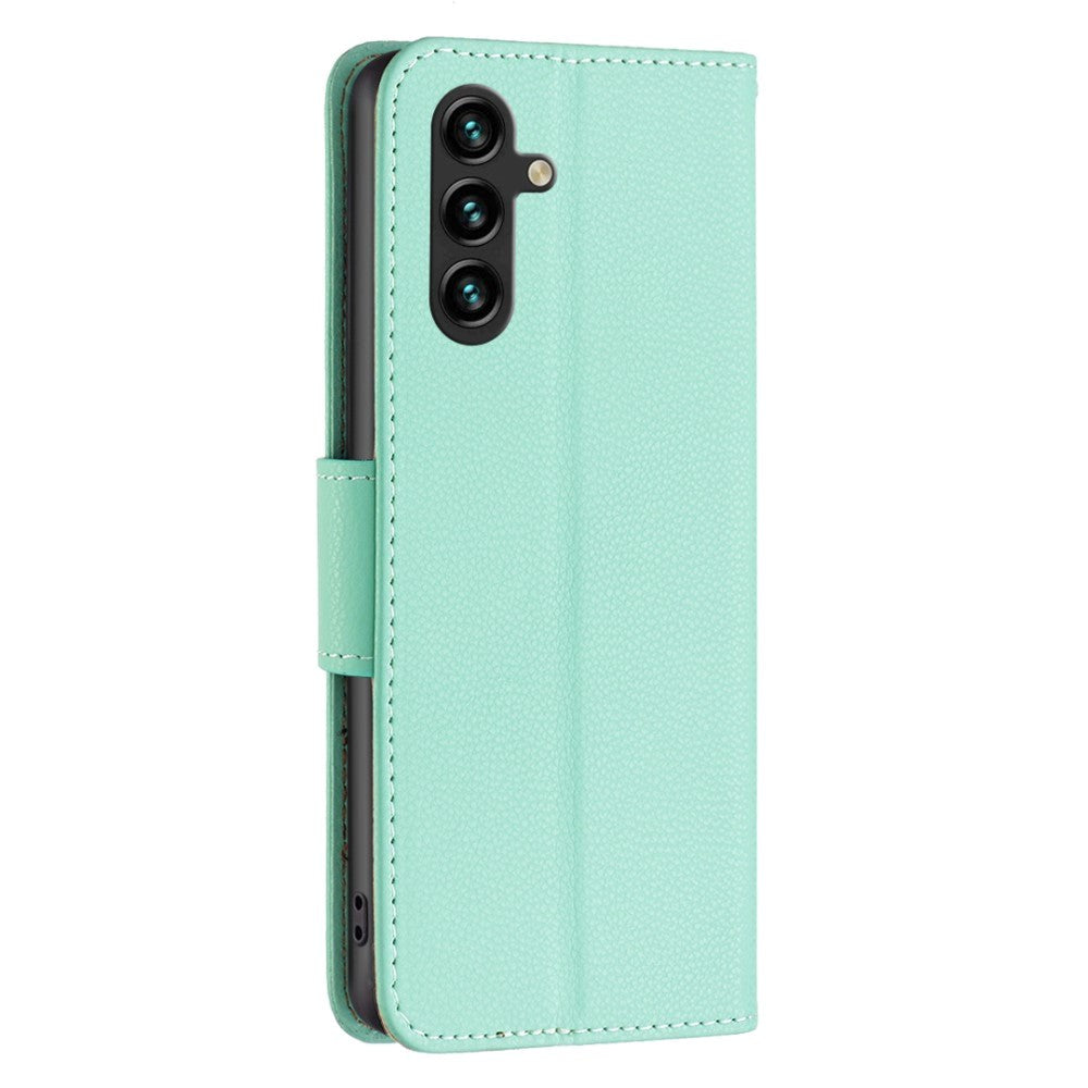 Samsung Galaxy A35 (5G) PU Litchi Leather Case w. Wallet & Strap - Green