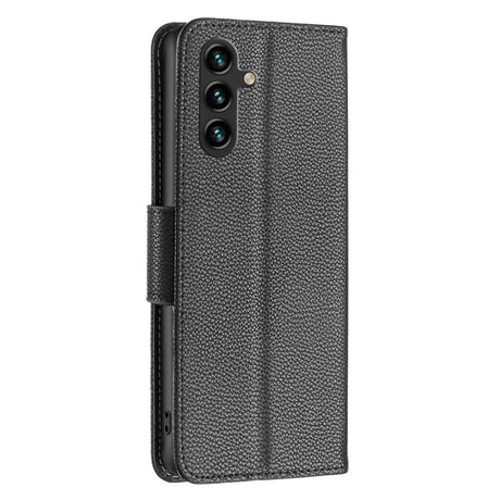 Samsung Galaxy A35 (5G) PU Litchi Leather Case w. Wallet & Strap - Black