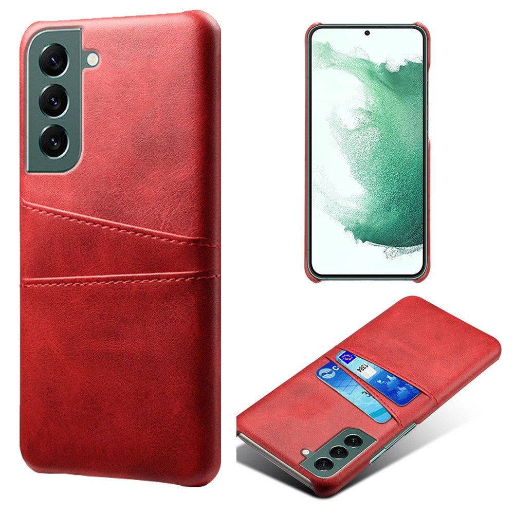 Samsung Galaxy S24 Leather Case w. Double Card Holder - Red