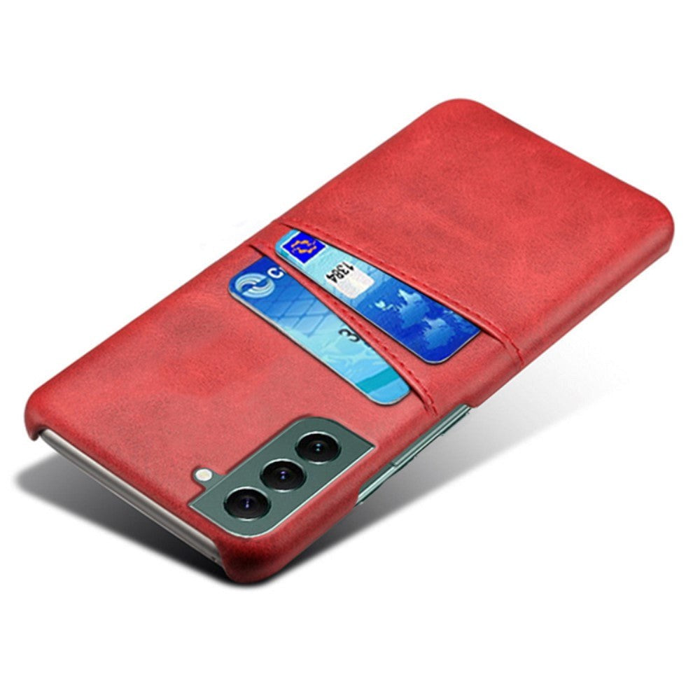 Samsung Galaxy S24 Leather Case w. Double Card Holder - Red