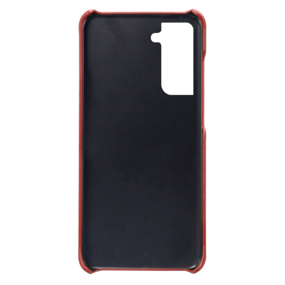 Samsung Galaxy S24 Leather Case w. Double Card Holder - Red