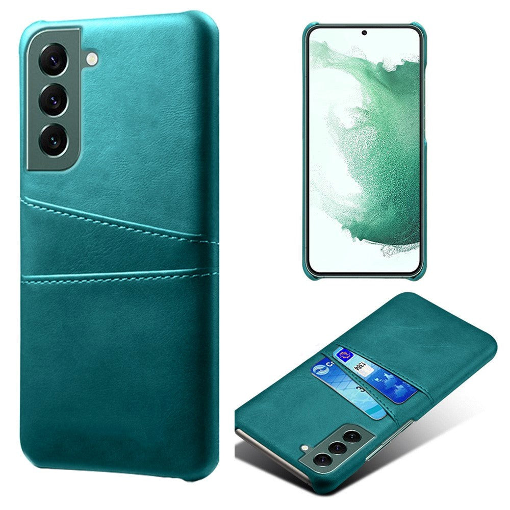 Samsung Galaxy S24 Leather Case w. Double Card Holder - Turquoise