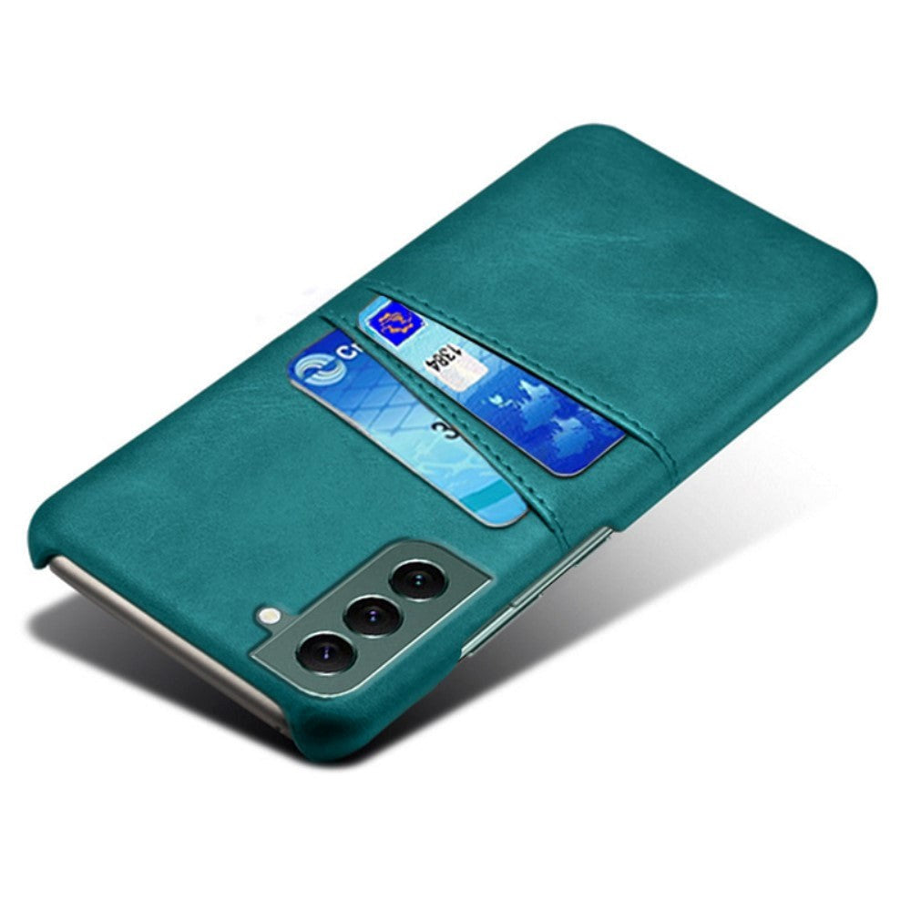 Samsung Galaxy S24 Leather Case w. Double Card Holder - Turquoise