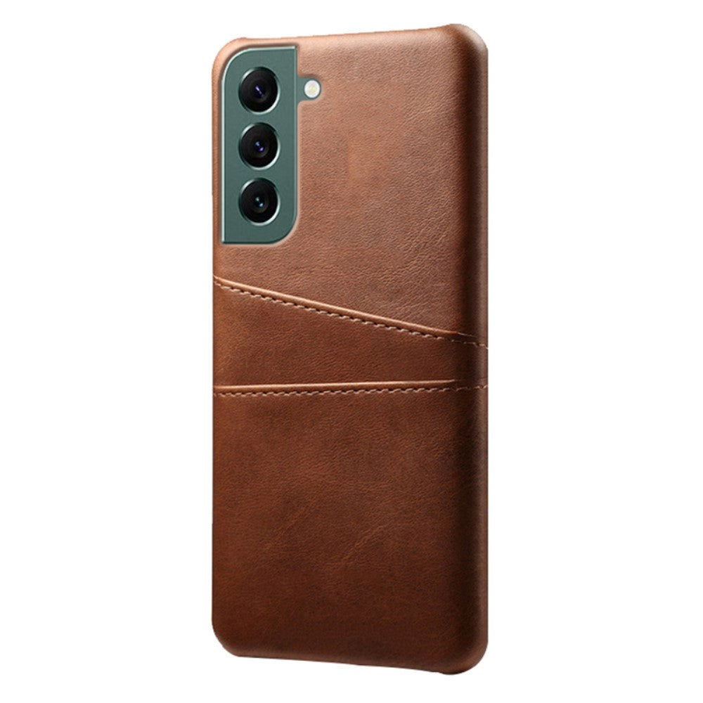 Samsung Galaxy S24 Leather Case w. Double Card Holder - Brown