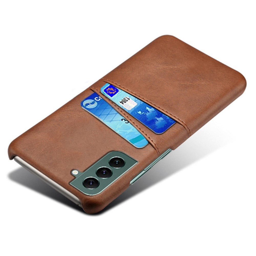 Samsung Galaxy S24 Leather Case w. Double Card Holder - Brown